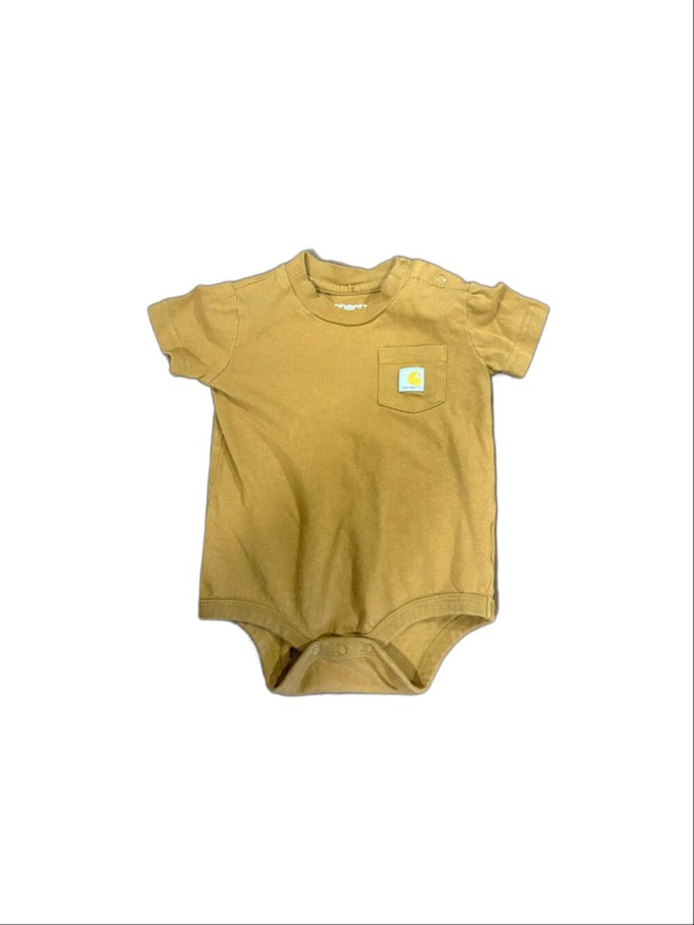 Carhartt Baby Boys Short-Sleeve Pocket Bodysuit (Carhartt Brown, Size 9 Months)